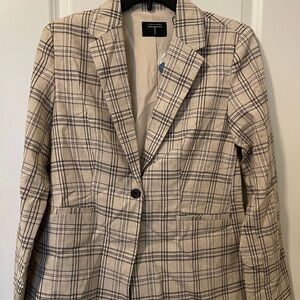 Tahari Beige Checkered Women's Blazer